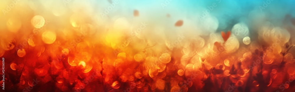Fototapete bokeh patterns reflecting sunset hues with fiery gradients and serene atmosphere