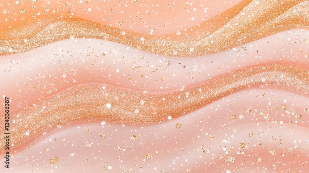 Poster Subtle peach and rose-gold sparkles create a dreamy background perfect for design projects and creative endeavors