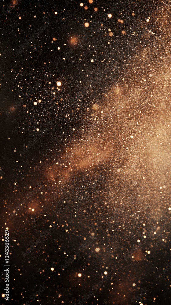 Fototapete copper and beige sparkles blend seamlessly to create a mesmerizing cosmic effect in a dark backgroun