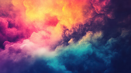 Obraz premium colorful abstract representation of dreamlike space filled with vibrant hues of pink, orange, and blue, creating surreal atmosphere
