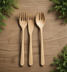 Sustainable living with wooden biodegradable fork, compostable cutlery, eco-conscious choice, biodegradable utensil, Eco-friendly dining option