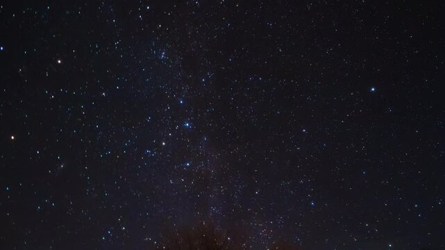 Milky Way time-lapse twinkling stars on a dark night.