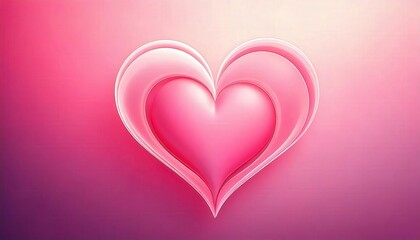 A soft pink to white gradient background with a faint, abstract heart shape
