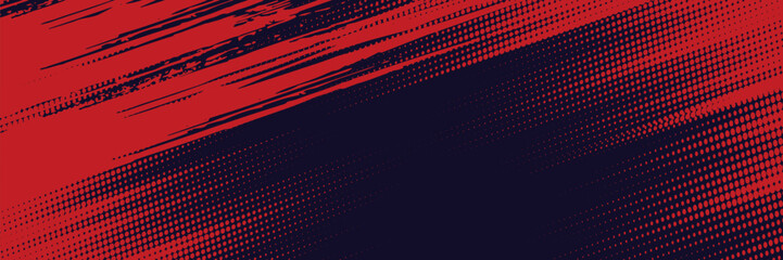 Halftone dots red and blue color pattern gradient grunge texture background. Dot pop art comic sport style vector illustration. © PRIAM