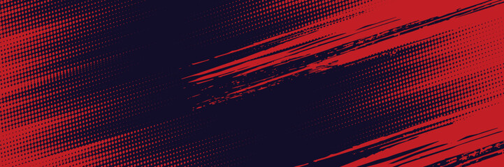 Halftone dots red and blue color pattern gradient grunge texture background. Dot pop art comic sport style vector illustration. © PRIAM