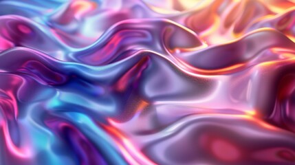 Fototapeta premium Vibrant iridescent gradient forming abstract waves in an artificial landscape