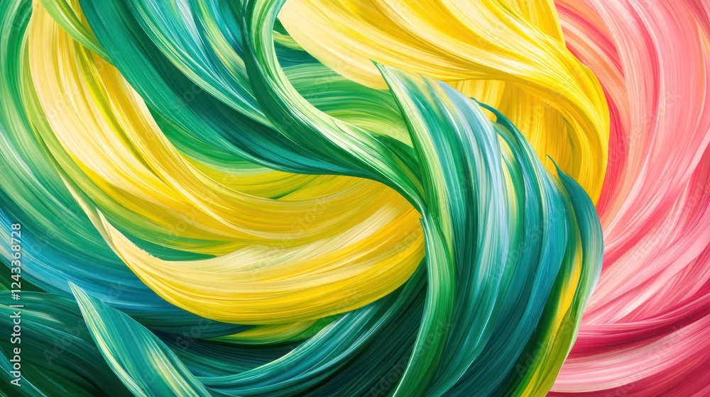 Poster colorful abstract swirling lines creating a vibrant art piece with dynamic movement and texture. gen
