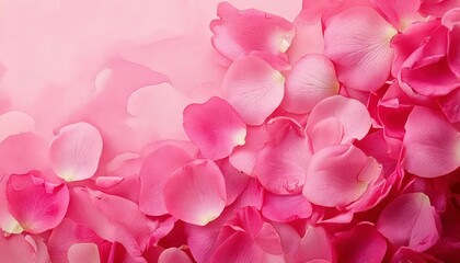 Fototapeta premium A soft pink watercolor background with delicately arranged fresh rose petals.
