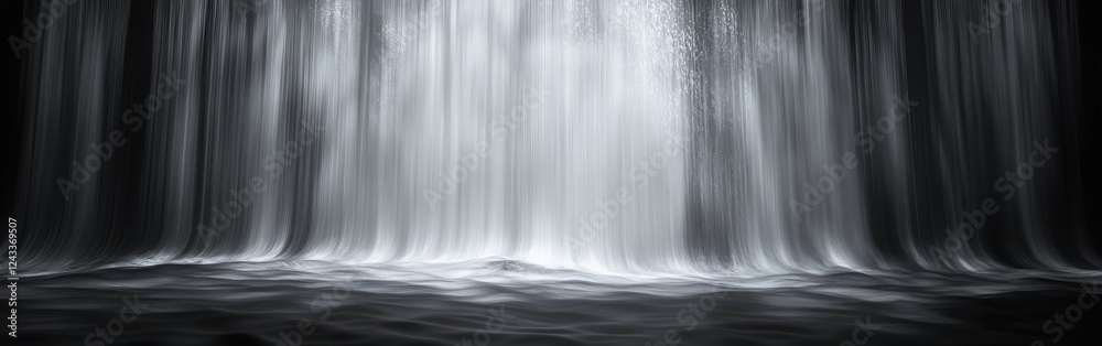 Poster monochromatic rippling water creating a serene atmosphere against a contrasting black background