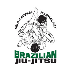 Jiu-jitsu martial art vector illustration, perfect for t shirt design and martial art training club logo design	
