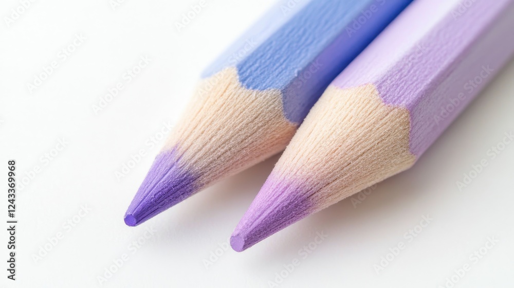 Poster minimalist pencil strokes create a smooth gradient with blue and purple shades on a clean white back