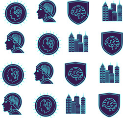 cyberpunk style icons and technology icon