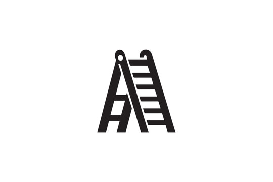 Stepladder vector silhouette isolated in white background