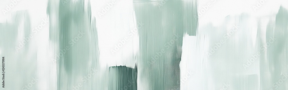 Poster experience calming minimalist design with chaotic brush marks in muted mint for a serene ambiance in