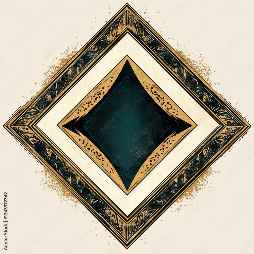 Leinwandbilder Geometric diamond shape with intricate detailing and a contrasting color palette on a light background