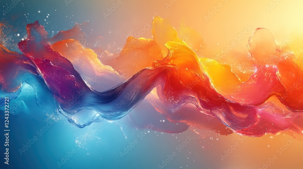 Poster colorful abstract waves of paint create a vibrant artistic display in a dynamic arrangement. generat