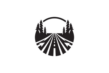 high road vector silhouette isolated in white background