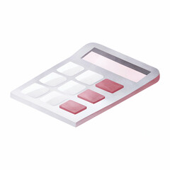 A sleek, modern calculator with a minimalist design, featuring a white and red color scheme, suitable for various mathematical tasks.