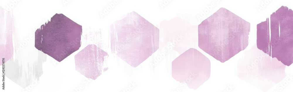 Poster soft lavender hexagons scatter across a delicate white background, creating an elegant abstract desi