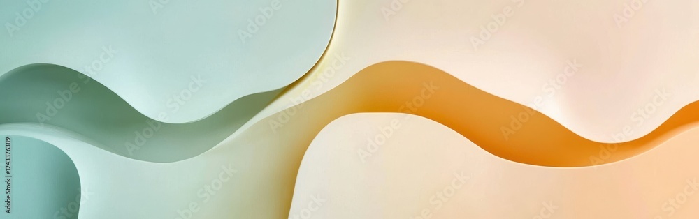 Poster Smooth gradient pattern showcasing muted amber and soft green transitions with gentle curves and shapes