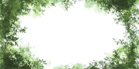 Watercolor Canopy Frame Green Leaves Nature
