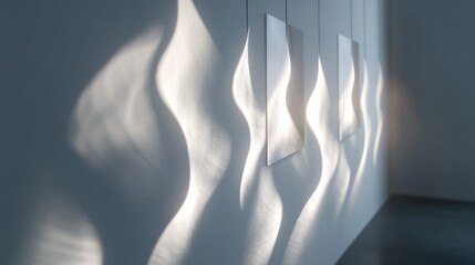 Light reflections create wavy shapes on a gallery wall during a sunny afternoon. Generative AI