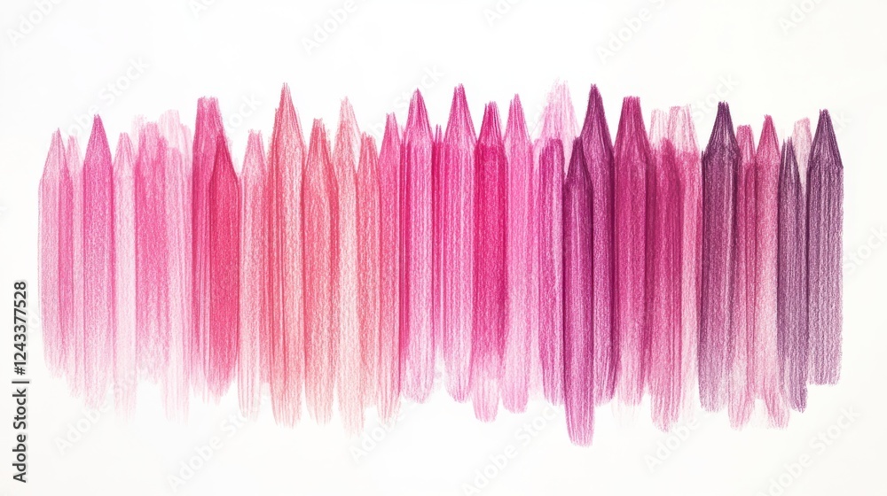 Poster gradient of abstract pencil strokes transitions from soft pinks to deep purples creating a harmoniou