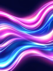 Fototapeta premium Abstract Neon Wave Background - Vibrant blue and pink neon waves flow across a dark background creating a dynamic and energetic abstract design. Ideal for technology, music, or design projects.