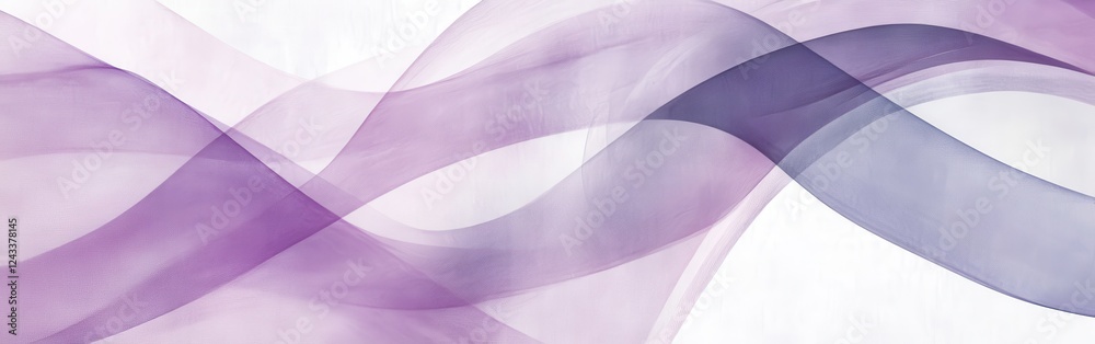 Poster Abstract pencil strokes create a muted design of flowing waves in soft lavender tones on a light background