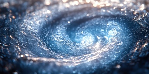 Abstract Vortex of Sparkling, Icy Water: A mesmerizing swirl of glacial blue hues, capturing the serene beauty of nature's intricate patterns.