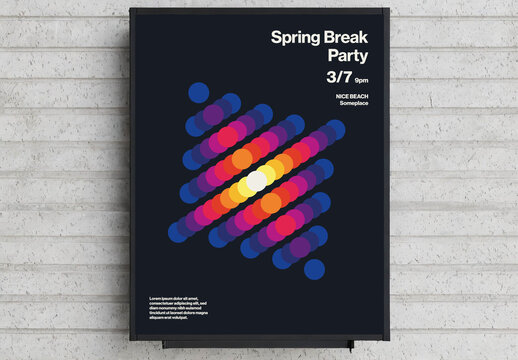 Spring Break Party Poster Template with Abstract Gradient Shape