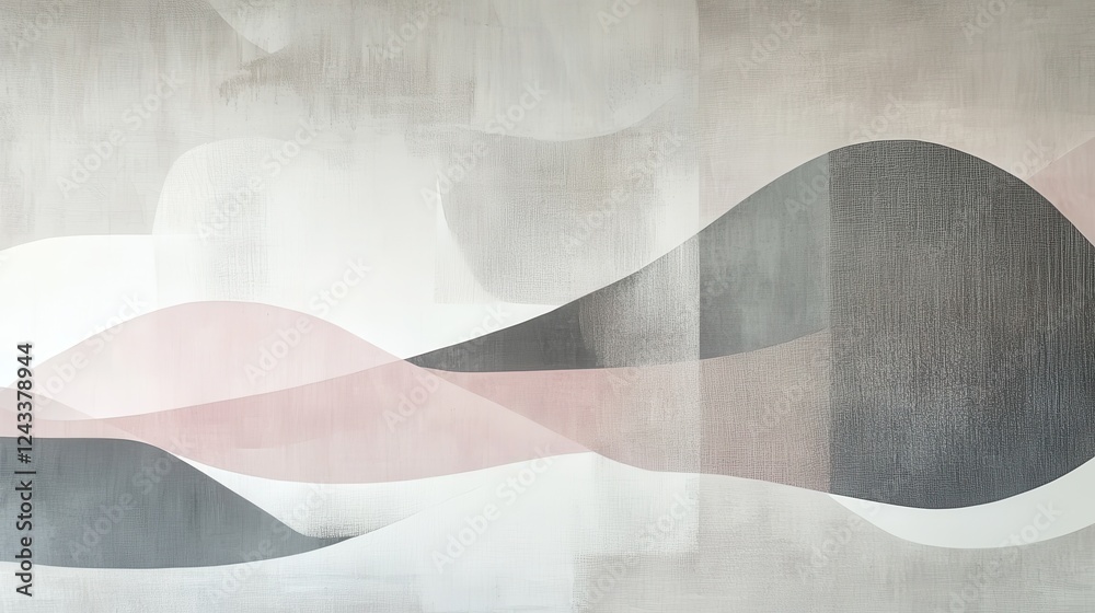Leinwandbilder Abstract pencil strokes create a serene landscape with muted colors and soft lines for a modern aesthetic in a tranquil setting