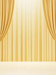 Elegant Golden Stage Drapes - Luxurious gold stage, elegant curtains, grand opening, award ceremony, product launch, success, celebration.