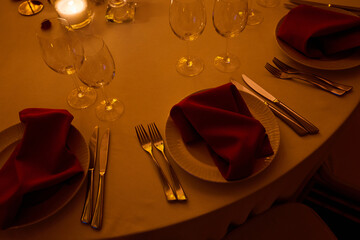 Night red aesthetic serving in a restaurant at night