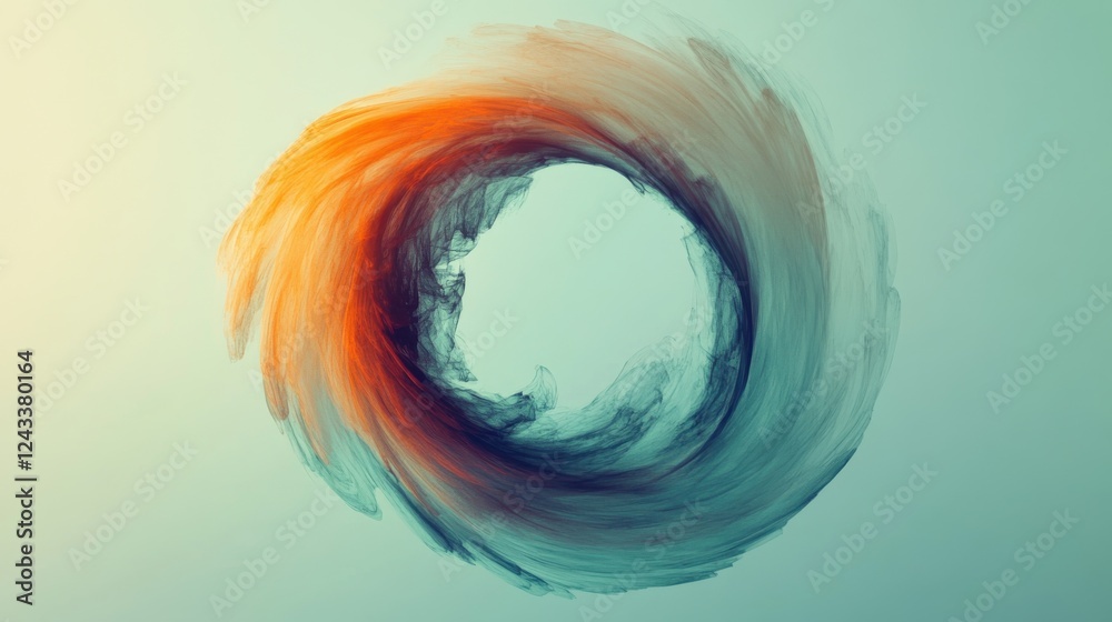 Poster Pencil strokes create captivating swirling circles in soft transition of colors, evoking a sense of movement and depth