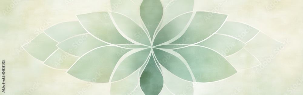 Poster intricate abstract design showcases muted mint tones in a harmonious floral pattern for modern aesth