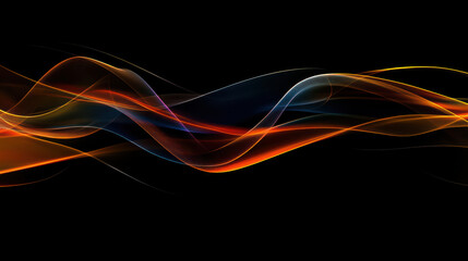 vibrant abstract design featuring flowing lines and colors on black background, creating dynamic visual experience. interplay of light and color evokes sense of movement and energy