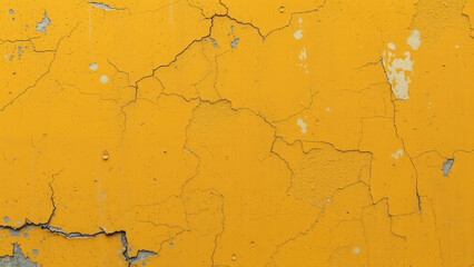 Obraz premium Rough yellow-orange surface with peeling paint, aged, grunge