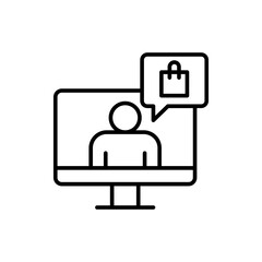 Live shopping outline icons, minimalist vector illustration ,simple transparent graphic element .Isolated on white background