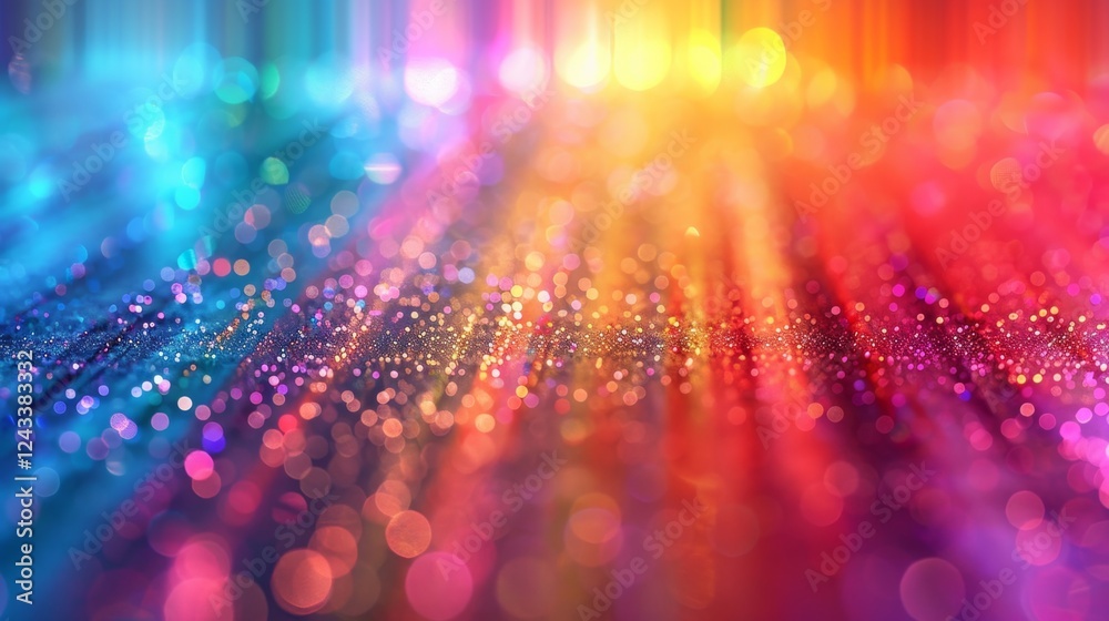 Poster colorful iridescent gradient background with sparkling bokeh effects for creative projects and digit
