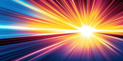 Obraz premium Bright Light Streaks, Vibrant Neon Colors, Virtual Tunnel, Reflective Surface, Clean Lines, Gradient