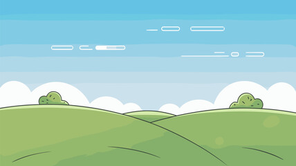 Fototapeta premium Rolling Green Hills with Blue Sky and Clouds