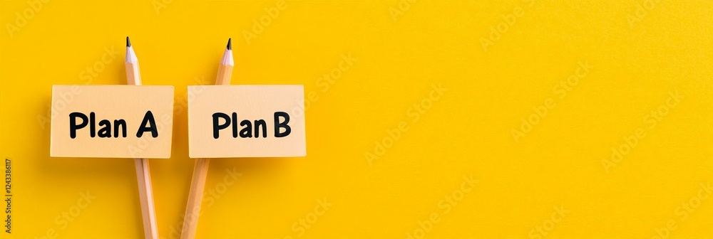 Aufkleber two pencils are holding two sticky notes with plan a and plan b written on them, representing the co