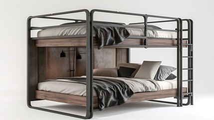A bunk bed is a space-saving furniture piece featuring two stacked sleeping areas, ideal for shared bedrooms or maximizing room space. Perfect for kids, it offers fun, practicality, and efficient use 
