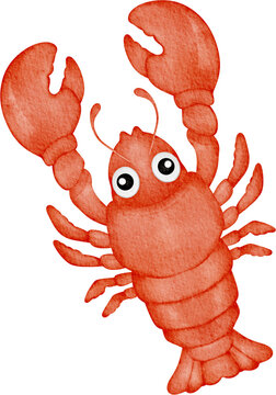 watercolor red lobster cartoon clip art preview