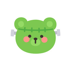 Korean Style Bear Head Cartoon with Frankenstein Monster Costume