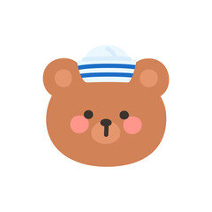 Korean Style Bear Head Cartoon with Sailor Hat