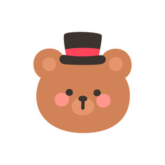 Korean Style Bear Head Cartoon with Magician’s Top Hat