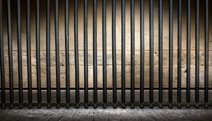 a wall behind iron bars