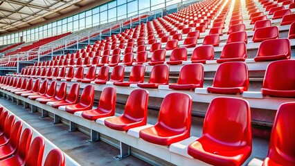 Empty Stadium Seats: Red and White Rows, Rule of Thirds Composition